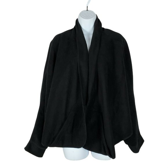35 Degrees Below Fleece Wraparound Womens Small/Medium Black Shawl w/Pockets - Picture 1 of 9